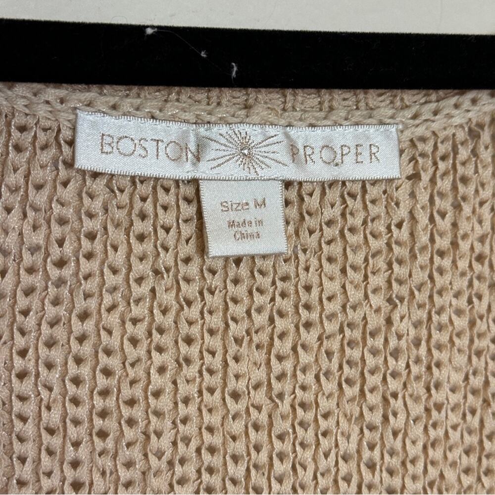 Boston Proper Cotton Knit V-Neck Sweater Tan Size M — image 3 of 5